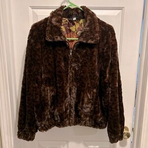 Johnny Was Faux Fur Jacket size small